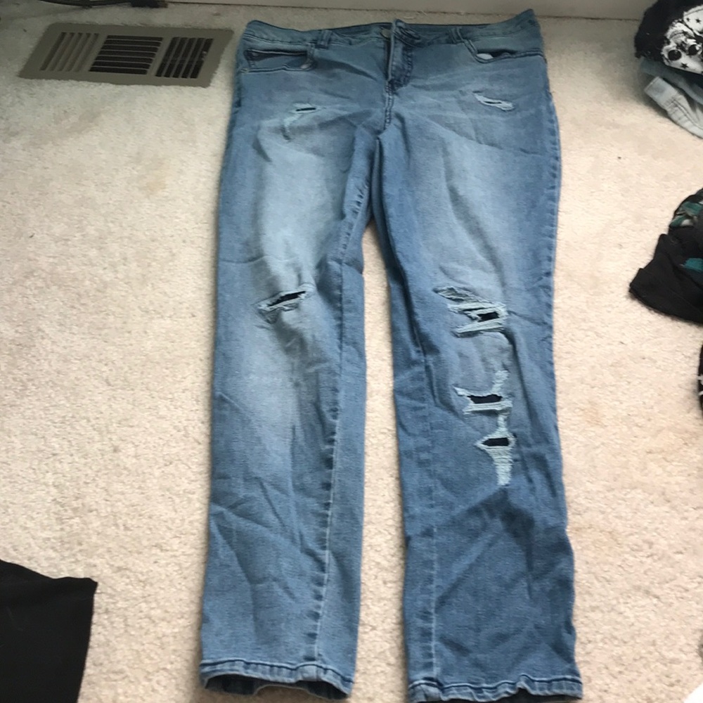 Ripped blue skinny jeans